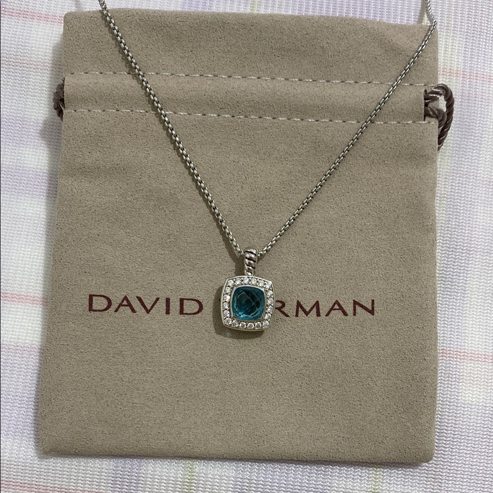 David Yurman Silver Necklace with Teal Gemstone
